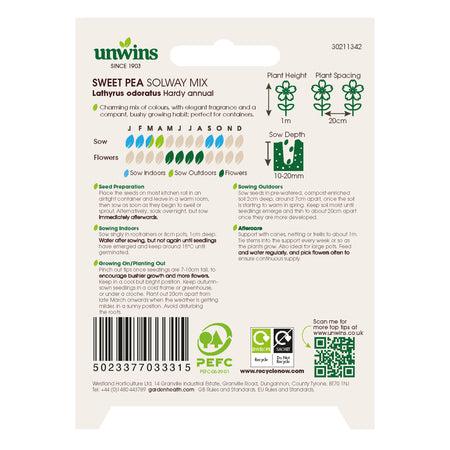 Unwins Sweet Pea Solway Mix Seeds