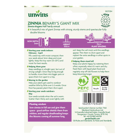 Unwins Easy Wins Zinnia