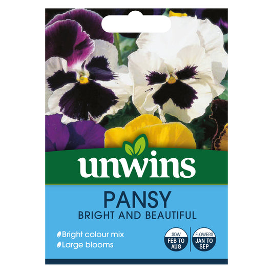 Unwins Pansy Bright and Beautiful Seeds - front