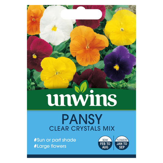 Unwins Pansy Clear Crystals Mix Seeds - front