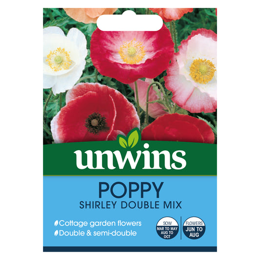 Unwins Poppy Shirley Double Mix Seeds - front