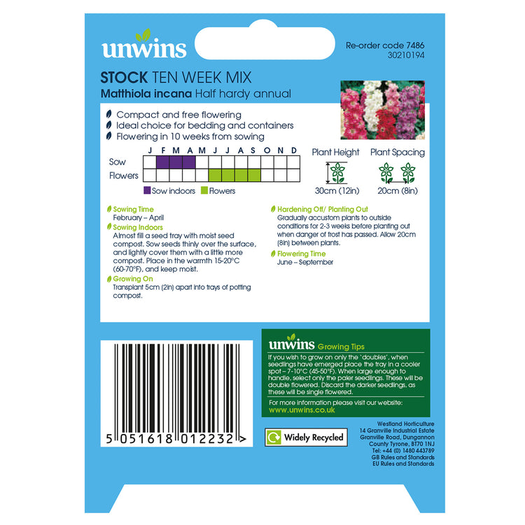 Unwins Stock Ten Week Mix Seeds