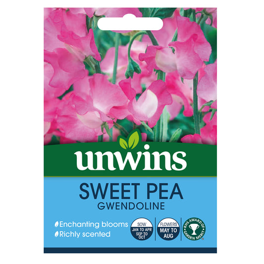 Unwins Sweet Pea Gwendoline Seeds front of pack