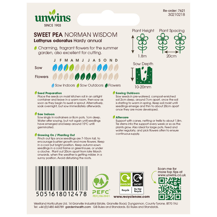 Unwins Sweet Pea Norman Wisdom Seeds