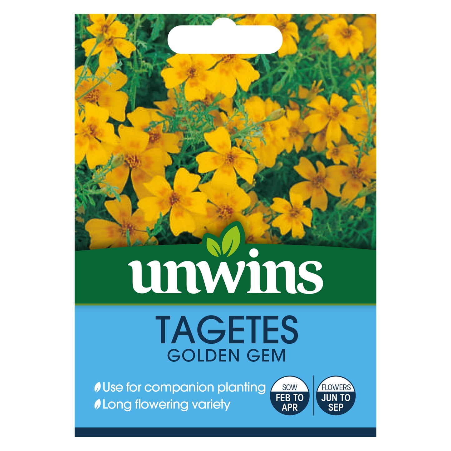 Unwins Tagetes Golden Gem Seeds - front