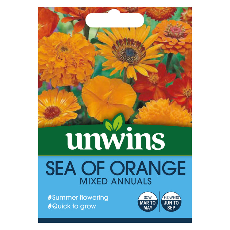annual flower seeds uk Unwins Unwins Sea of Orange Mixed Annuals Seeds
