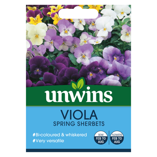 Unwins Viola Spring Sherbets Seeds - front