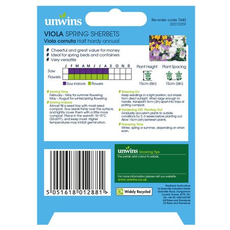 Unwins Viola Spring Sherbets Seeds