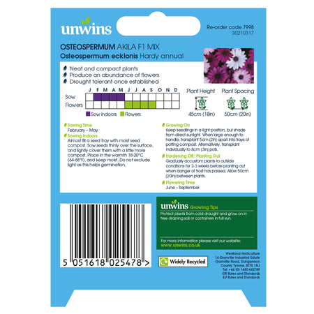 Unwins Osteospermum Akila Mix F1 Seeds