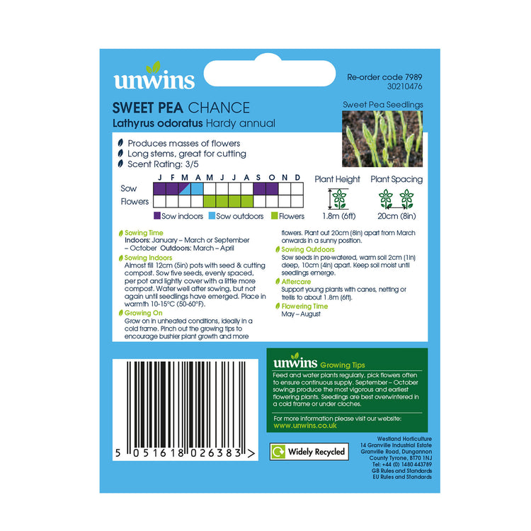 Unwins Sweet Pea Chance Seeds