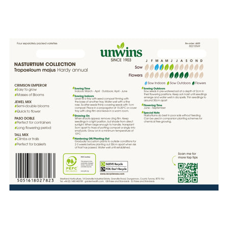 Unwins Nasturtium 4 in 1 Collection Pack Seeds