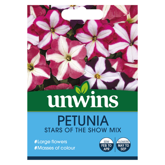 Unwins Petunia Stars of the Show Mix Seeds - front