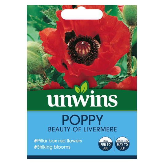 Unwins Poppy Beauty of Livermere Seeds - front