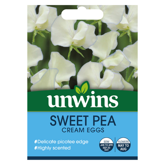 Unwins Sweet Pea Cream Eggs Seeds - front