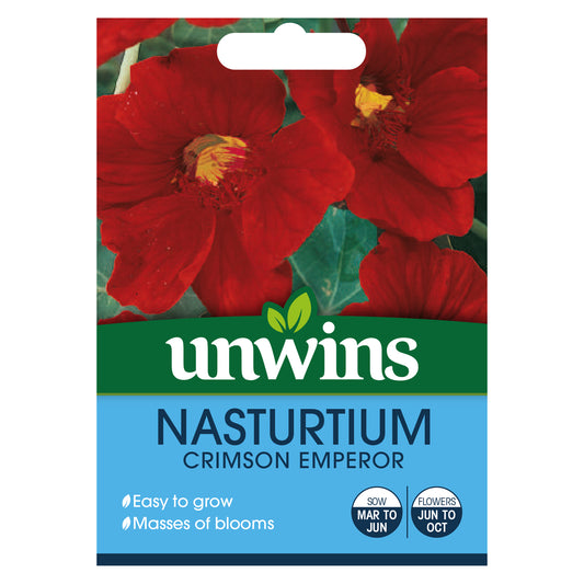 Unwins Nasturtium Crimson Emperor Seeds - front