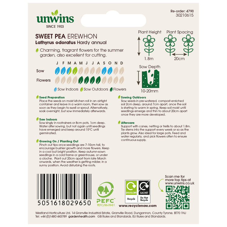 Unwins Sweet Pea Erewhon Seeds