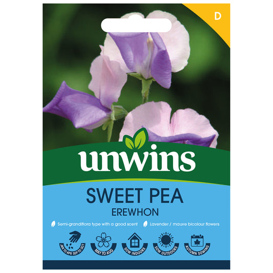 Unwins Sweet Pea Erewhon Seeds front of pack