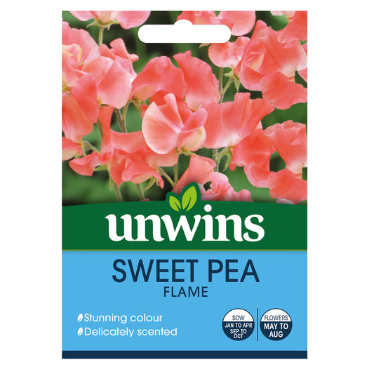 Unwins Sweet Pea Flame Seeds front of pack