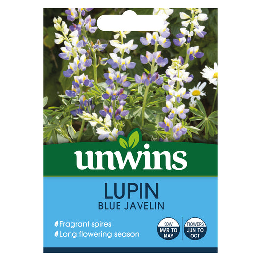 Unwins Lupin Blue Javelin Seeds - front