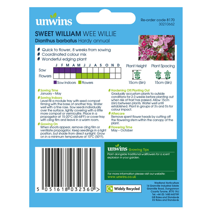 Unwins Sweet William Wee Willie Seeds