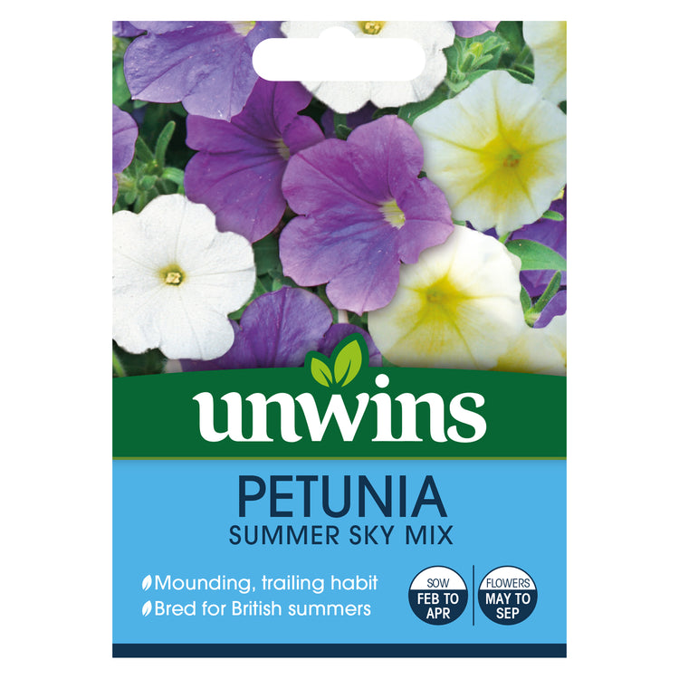 Unwins Petunia Summer Sky Mix Seeds