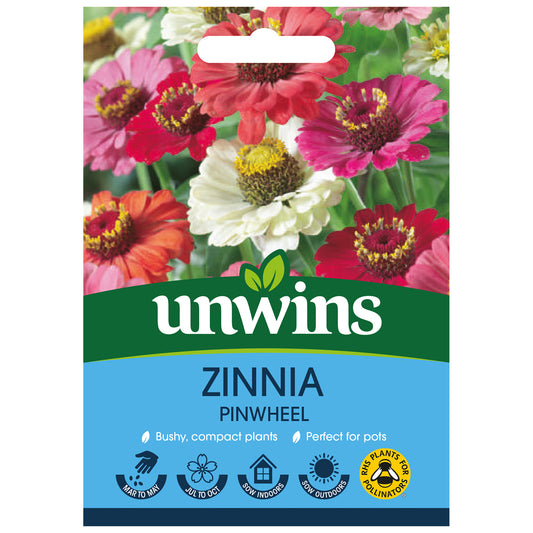 Unwins Zinnia Pinwheel Seeds front of pack