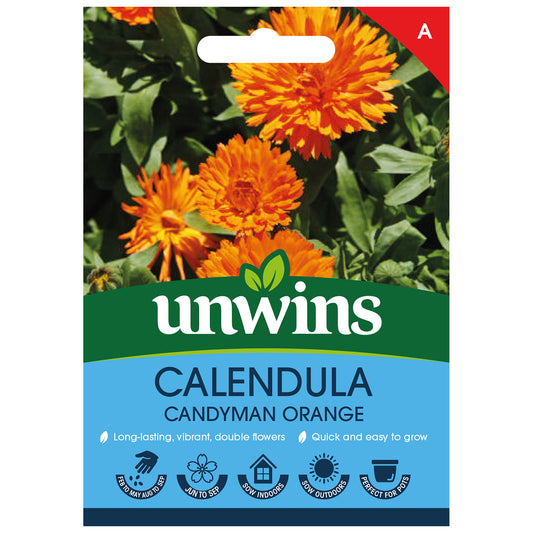 Unwins Calendula Candyman Orange Seeds front of pack