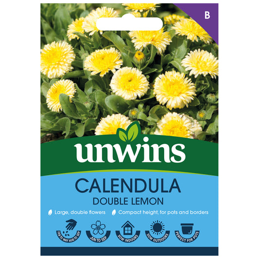 Unwins Calendula Double Lemon Seeds front of pack