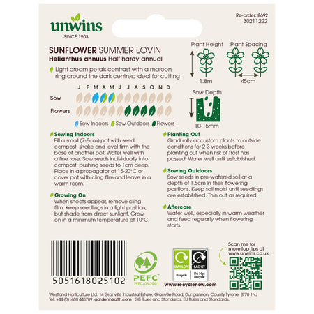 Unwins Sunflower Summer Lovin Seeds