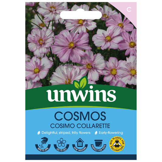 Unwins Cosmos Cosimo Collarette Seeds front of pack