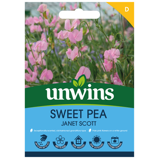 Unwins Sweet Pea Janet Scott Seeds front of pack