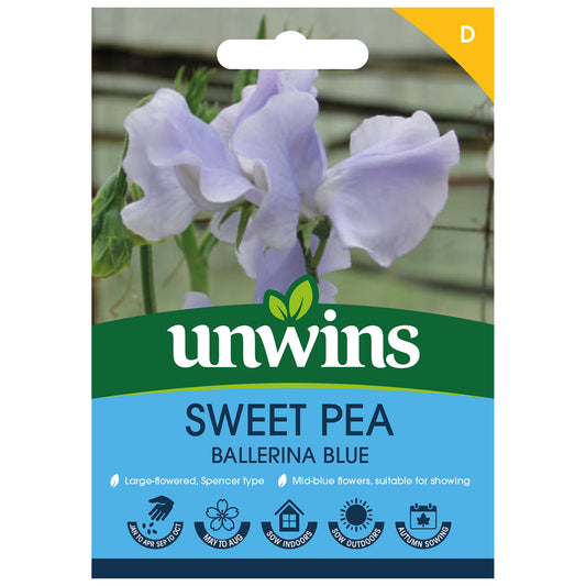 Unwins Sweet Pea Ballerina Blue Seeds  - front