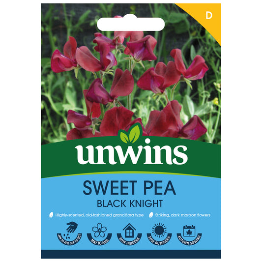 Unwins Sweet Pea Black Knight Seeds - front