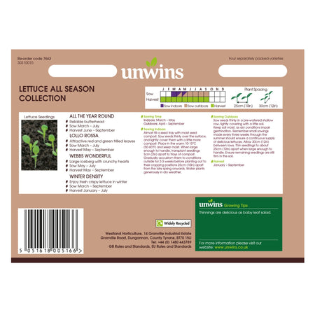 Unwins Lettuce All Season Collection Pack Seeds