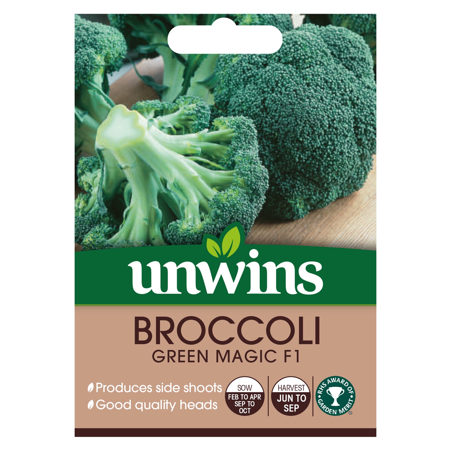 Unwins Calabrese Broccoli Green Magic F1 Seeds - front