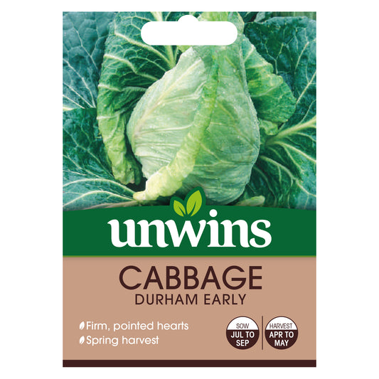 Unwins Pointed Cabbage Durham Early Seeds front of pack