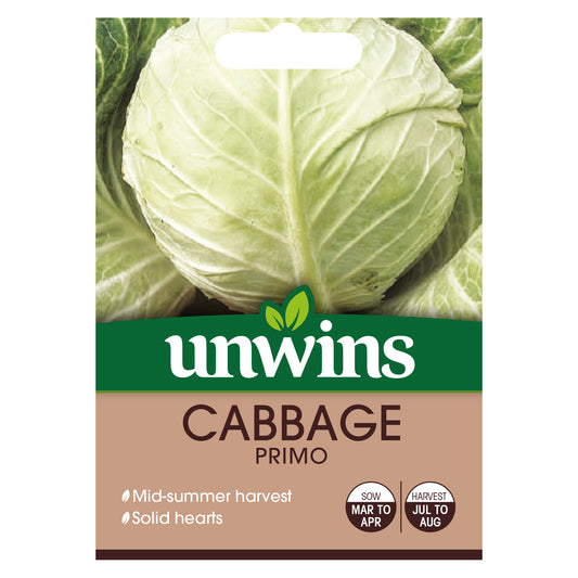 Unwins Round Cabbage Primo Seeds front of pack