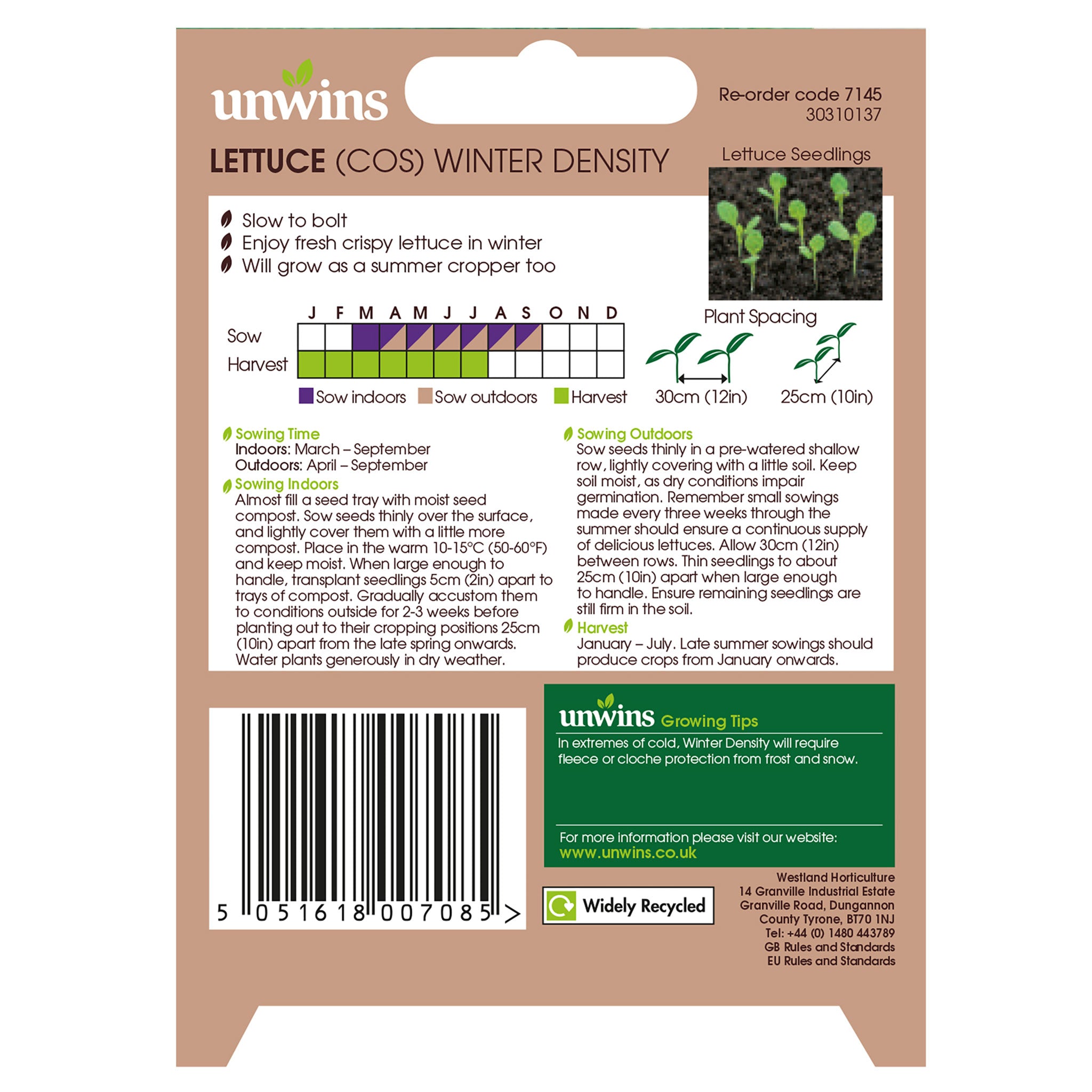Unwins Cos Lettuce Winter Density Seeds