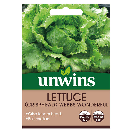 Unwins Crisphead Lettuce Webbs Wonderful Seeds - front