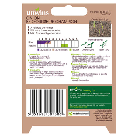 Unwins Onion Bedfordshire Champion Seeds