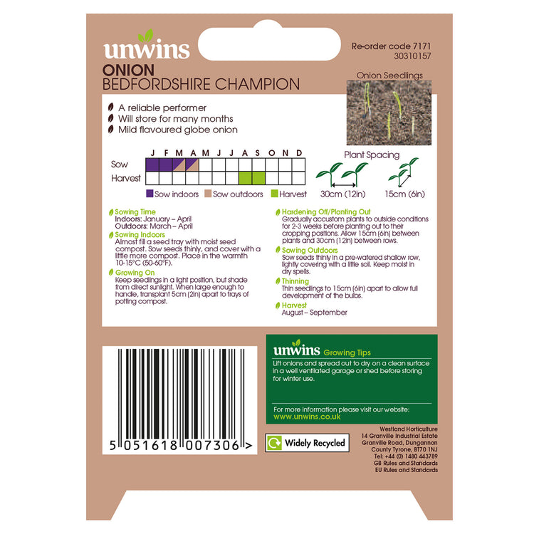 Unwins Onion Bedfordshire Champion Seeds