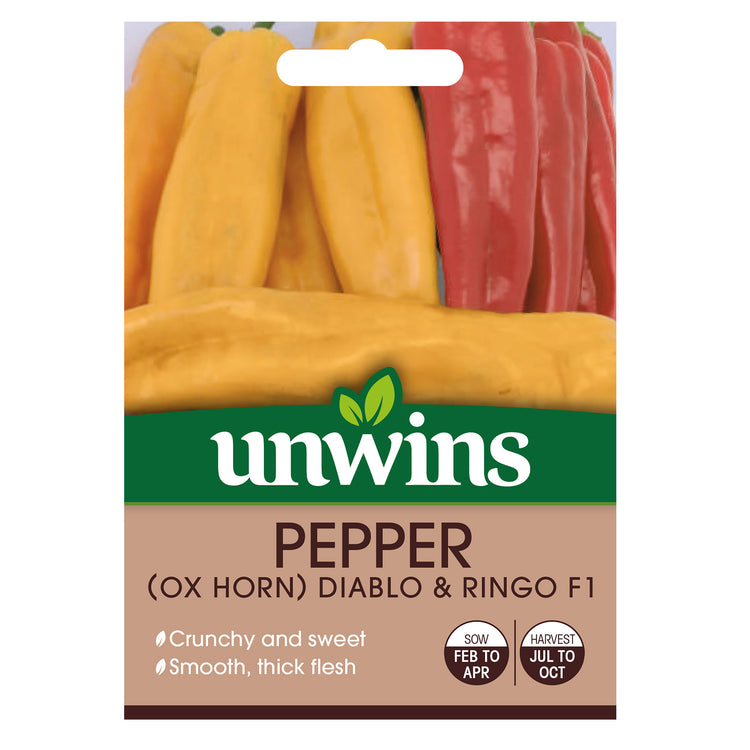 Unwins Ox Horn Pepper Diablo & Ringo F1 Seeds