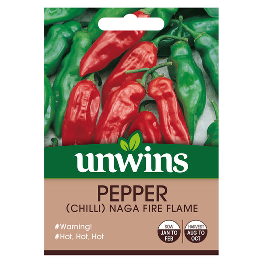 Unwins Chilli Pepper Naga Fire Flame Seeds - front
