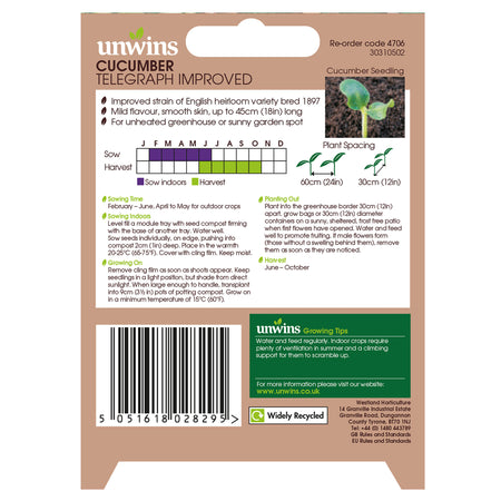 Unwins Cucumber Telegraph Improved Seeds