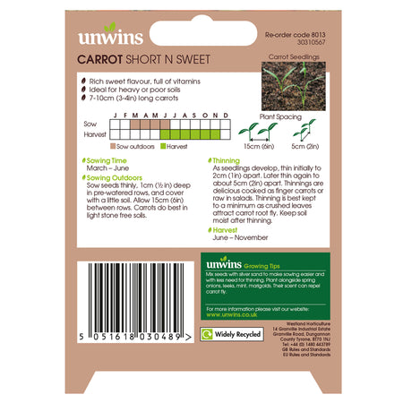 Unwins Patio Carrot Short N Sweet Seeds