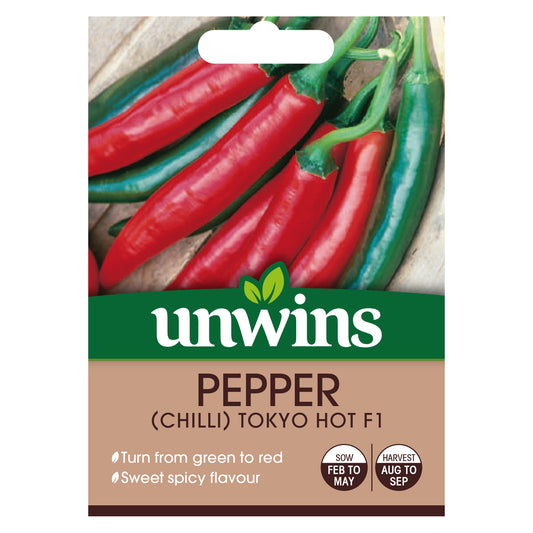 Unwins Chilli Pepper Tokyo Hot F1 Seeds - front