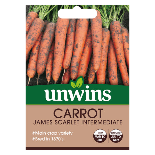 Unwins Carrot James Scarlet Intermediate Seeds front of pack