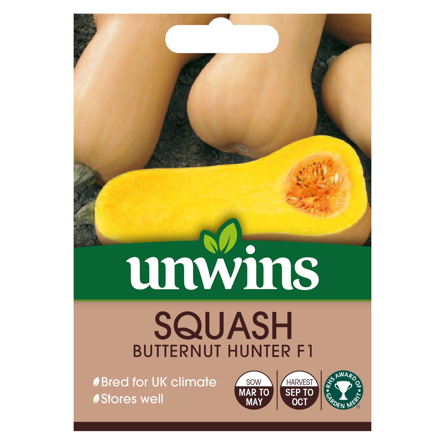 Unwins Butternut Squash Hunter F1 Seeds - front