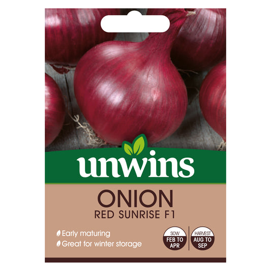 Unwins Onion Red Sunrise F1 Seeds front of pack