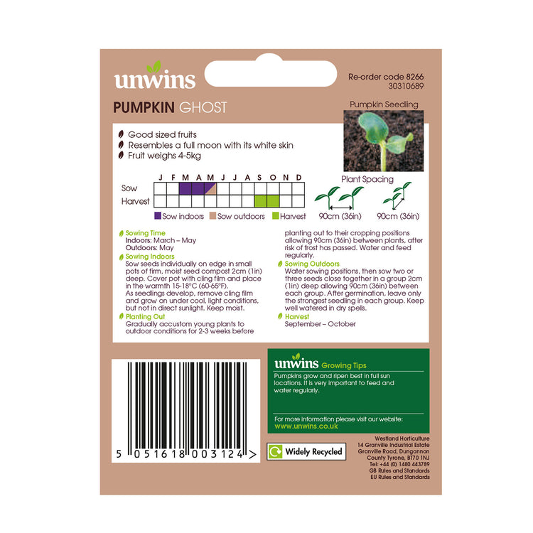 Unwins Pumpkin Ghost Seeds